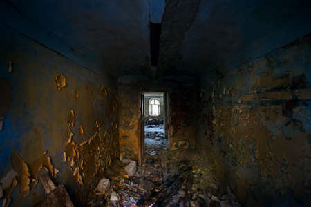 interior of an old abandoned building