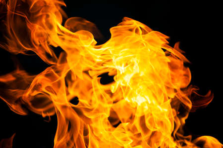 beautiful red tongues of flame, fire dance, background textureの写真素材