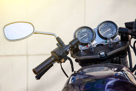 motorcycle steering wheel and dashboard