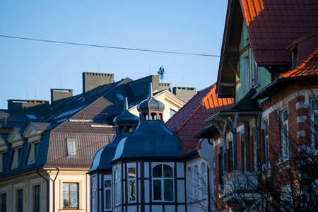small wooden houses in a beautiful village