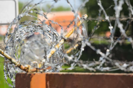 secret object behind barbed wireの写真素材