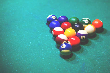 billiard balls on the table, retro tonedの写真素材
