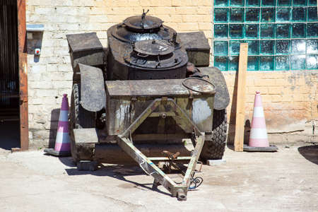 container with molten bitumenの写真素材