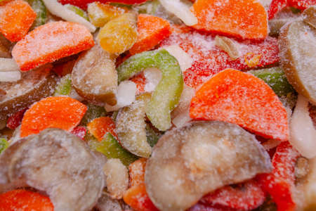 bright colored sliced frozen vegetablesの写真素材