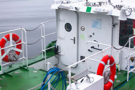 metal deck and interior of an old boat