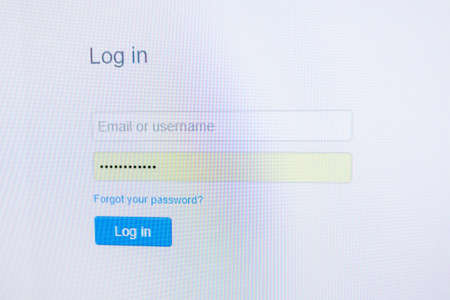 email and password field on the monitor screenの写真素材