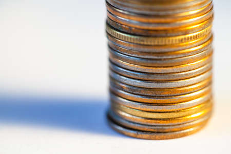 stack of old yellow coins, copy space