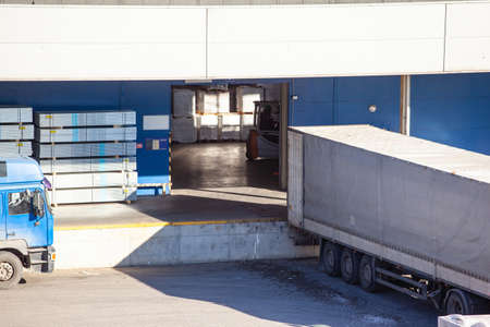 loading ramp with goods at the warehouse