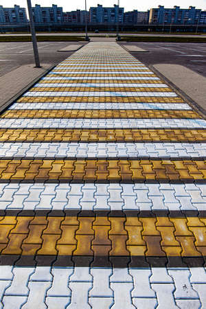 pedestrian crossing markings on paving slabsの写真素材