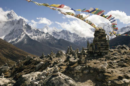 On the trail between Duglha and Lobuche is a memorial area for climbers known as Chukpilhara. Most...