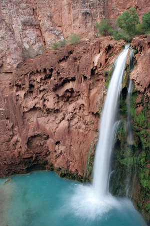 Mooney Falls located on the Havasupai Indian Reservation, Arizonaの写真素材