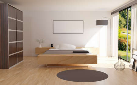 3d rendering of the new eco style bedroom interior design