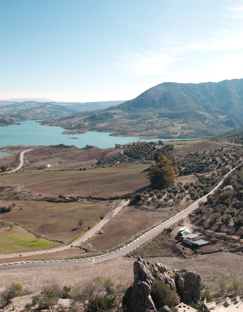 Lake located in the town of Zahara de la Sierra in the Spanish province of Cadizの写真素材
