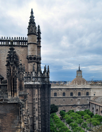 The Giralda Tower located in the Spanish city of Sevilleの写真素材