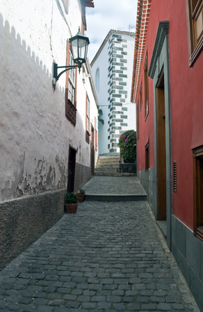View of a paved road in the Spanish town of garachicoの写真素材