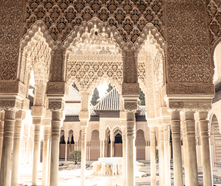 Courtyard of the Lions located inside the Nasrid monument of the Alhambraのeditorial素材