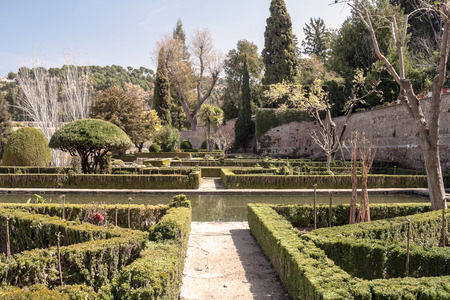 Gardens located inside the wonder of the Alhambra Nasrid located in the Spanish city of Granadaのeditorial素材