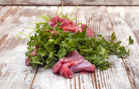 Pork surrounded by rustic backgroundの写真素材