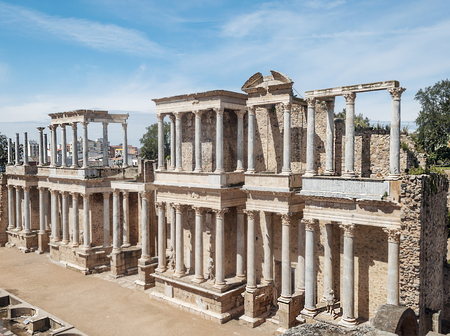 Roman ruins in the Spanish city of Meridaの写真素材