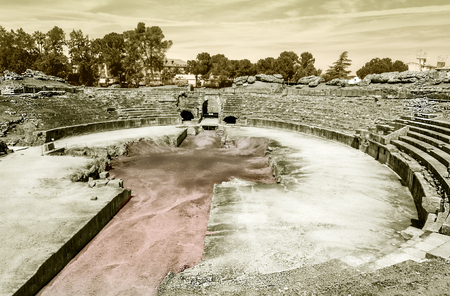 Roman ruins in the Spanish city of Meridaの写真素材