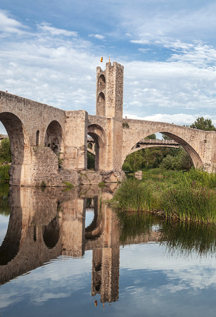 Bridge of Besalu in Cataloniaの写真素材