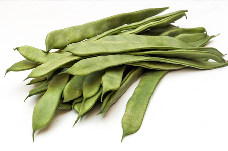 Green beans surrounded by white background