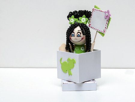 Dolls surrounded by white backgroundの写真素材