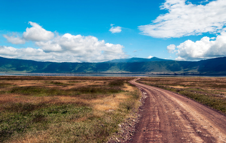 Mountains in Tanzania in the Ngorogoro Valleyの写真素材