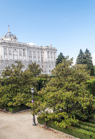 Royal palace in Madrid in neoclassical style on a sunny dayのeditorial素材