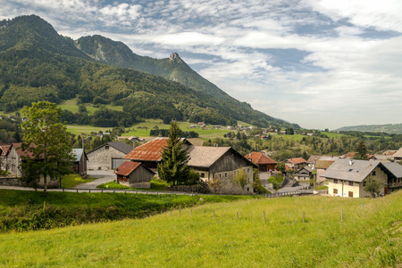 Rural village in the alps of France on a sunny dayの写真素材