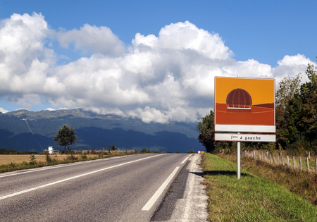 Freeway in France without cars with mountains in the backgroundの写真素材