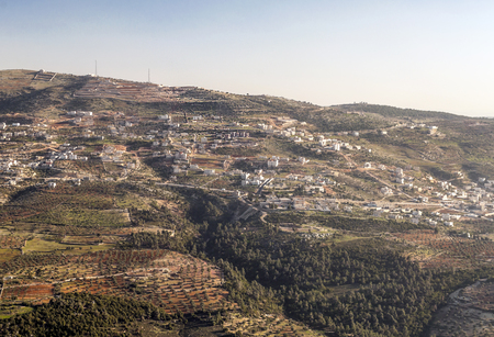 Aerial view of Ajlun in Jordan on a sunny day.の写真素材