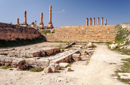 Roman archeological remains in Jerash in Jordan on a sunny day.の写真素材