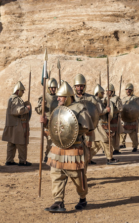 PETRA, JORDAN-FEBRUARY 2015. Tourists in Petra in Jordan .. Petra is an important archaeological site in Jordan, and the capital of the ancient Nabatean kingdom, whose inhabitants called it Raqmu. Petra is not a city built with stone but, literally, excavのeditorial素材