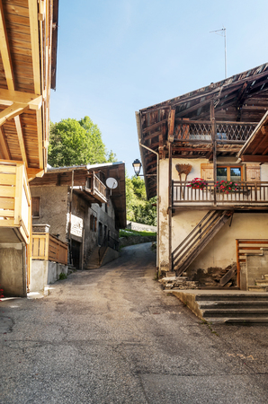 Rural village located on top of a hill in the French Alps on a sunny day.の写真素材