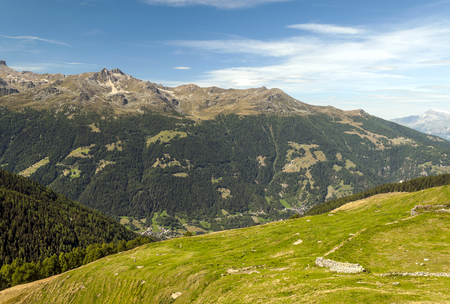 Mountains of the Swiss Alps in the Saint Luc valley on a sunny day.の販売画像
