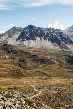 Mountains of the Swiss Alps in the Saint Luc valley on a sunny day.の販売画像