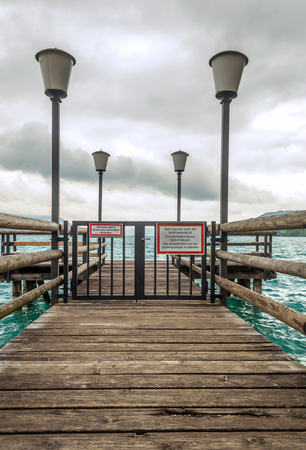 Alpbach lake in the austrian alps on a sunny day.の写真素材