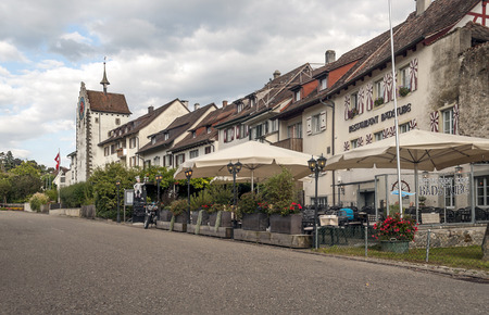 Stein am Rhein, Schaffhausen, Switzerland-September 2015. Stein am Rhein is a commune and historical Swiss city of the canton of Schaffhausen, located in the eastern exclave of the canton, on the extreme western shore of Lake Constance. It limits the nortのeditorial素材