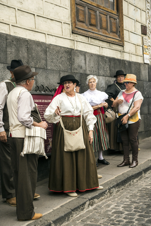 La Orotava, Tenerife, Spain-June 2016. The Pilgrimage of San Isidro Labrador, in La Orotava. The festival is declared of National Tourist Interest and is celebrated after Corpus Christi. The pilgrimage, originated in the seventeenth century, runs through のeditorial素材