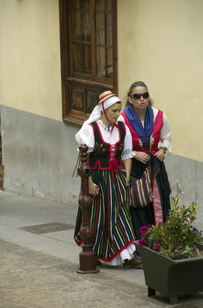 La Orotava, Tenerife, Spain-June 2016. The Pilgrimage of San Isidro Labrador, in La Orotava. The festival is declared of National Tourist Interest and is celebrated after Corpus Christi. The pilgrimage, originated in the seventeenth century, runs through のeditorial素材