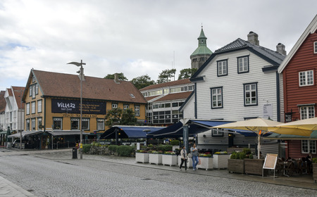 Stavanger, Norway-September 2016. Anonymous person walking around Stavanger. Stavanger is a city in southwestern Norway. The cathedral of Stavanger, located in the center, was erected at the time of the founding of the city in the 12th century. The Stavanのeditorial素材