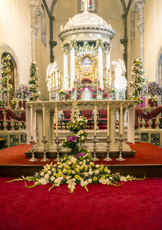 Interior of the conception church. The Parroquia Matriz de Nuestra Senora de la ConcepciÃ³n is the best example of baroque in the Canary Islands, it is located in the Villa de La Orotava on the island of Tenerife.のeditorial素材