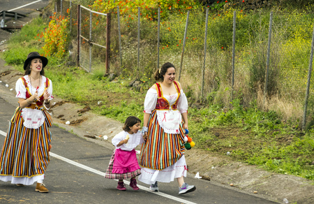 La Orotava, Tenerife, Spain-June 2018. The Pilgrimage of San Isidro Labrador, in La Orotava. The festival is declared of National Tourist Interest and is celebrated after Corpus Christi. The pilgrimage, originated in the seventeenth century, runs through のeditorial素材