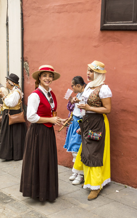 La Orotava, Tenerife, Spain-June 2018. The Pilgrimage of San Isidro Labrador, in La Orotava. The festival is declared of National Tourist Interest and is celebrated after Corpus Christi. The pilgrimage, originated in the seventeenth century, runs through のeditorial素材