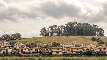 Rural town in Cantabria in the north of spain in a sunny day.