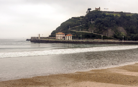Sand beach in Asturias in the north of Spain in a sunny dayの写真素材
