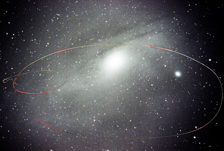 Andromeda located next to our galaxy with an interstellar particle accelerator