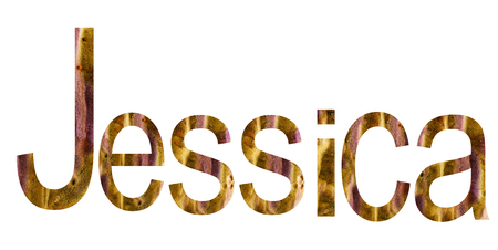 Name Jessica in english surrounded by white backgroundの写真素材