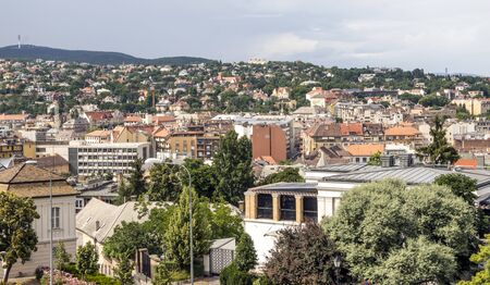 Aerial view of Budapest in Hungary in  a cloudy day.の写真素材